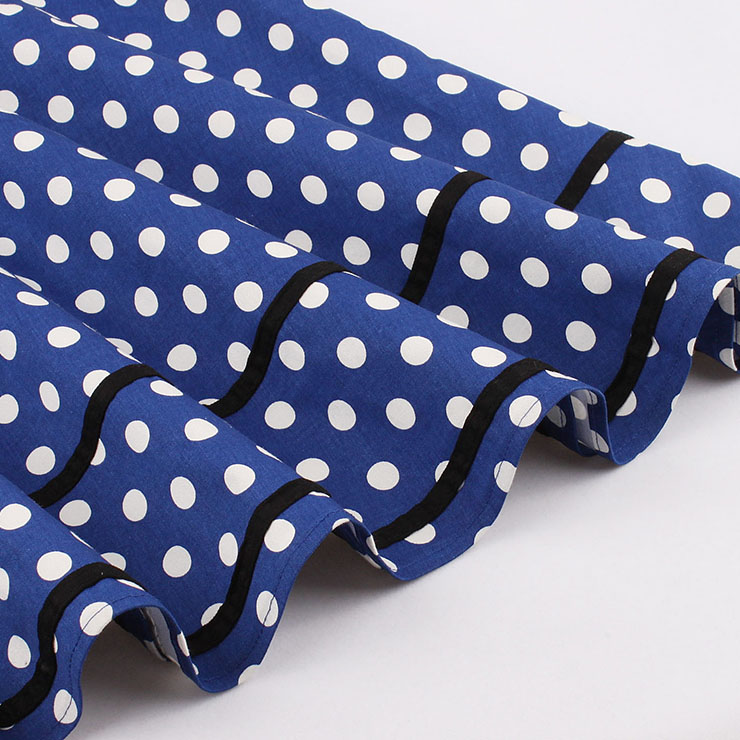 Sleeveless Dress, Sweetheart Neckline Dress, Plus Size Dress, Vintage Dress for Women, Midi Dress, Blue Dot Print Dress, Elegant Dresses for Women, Back Zipper Dress Blue, #N15582