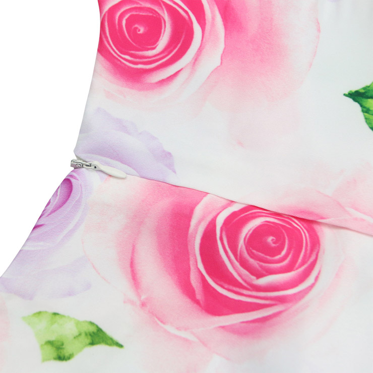 Vintage Dresses for Mother and Daughter, Floral Print Family Matching Dress, Sleeveless Round Collar Printed Dress, Back Zipper Family Matching Dress, Retro Dresses for Mother and Daughter, A-Line Mother and Daughter Family Matching Dress, #N15474