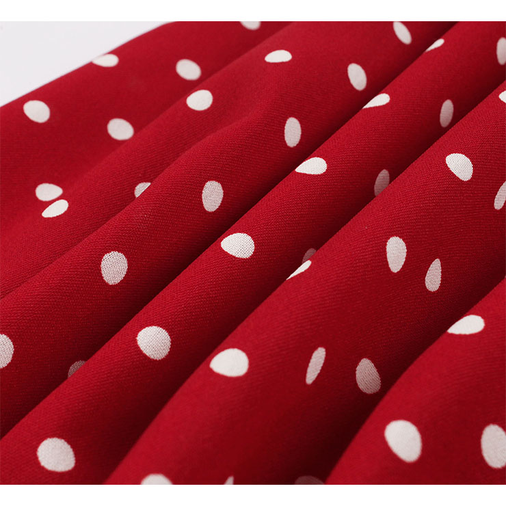 French Maiden Long Sleeve Dresses, Cute Summer Swing Dress, Retro Polka Dots Dresses for Women 1960, Vintage Turndown Collar Dresses 1950