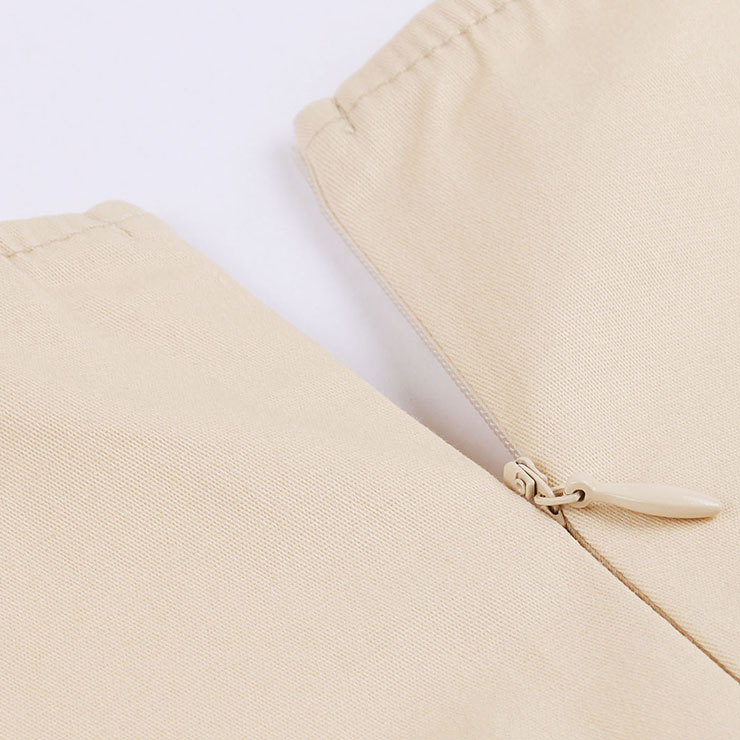 Retro Dresses for Women, Fashion Vintage Short Sleeve Dresses, Vintage Dress for Women Beige, Square Neck Pinup Vintage Dress, Cocktail Party Vintage Dress , #N17398