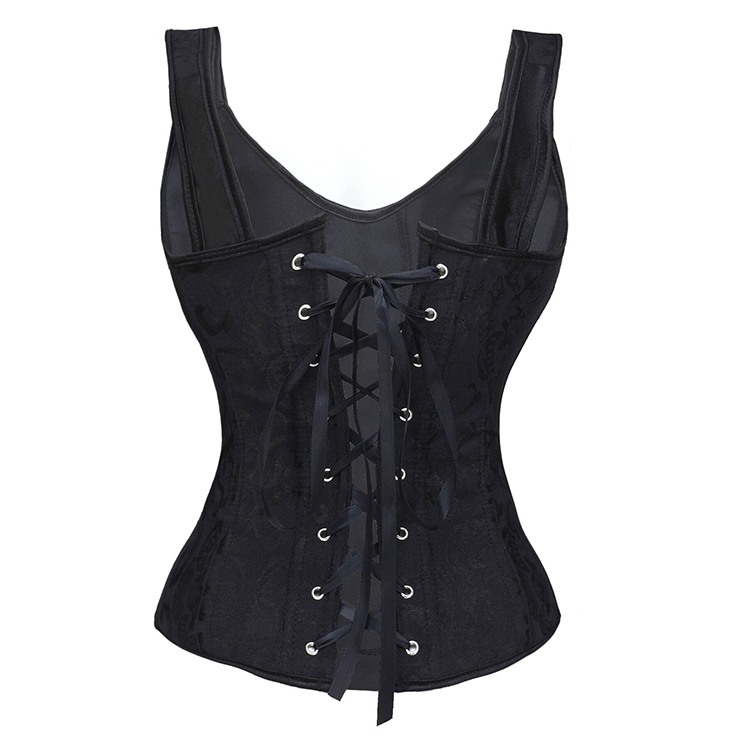 Jacquard Racerback Corset, Floral Brocade Outerwear Corset, Lace-up Strap Corset, #N18030