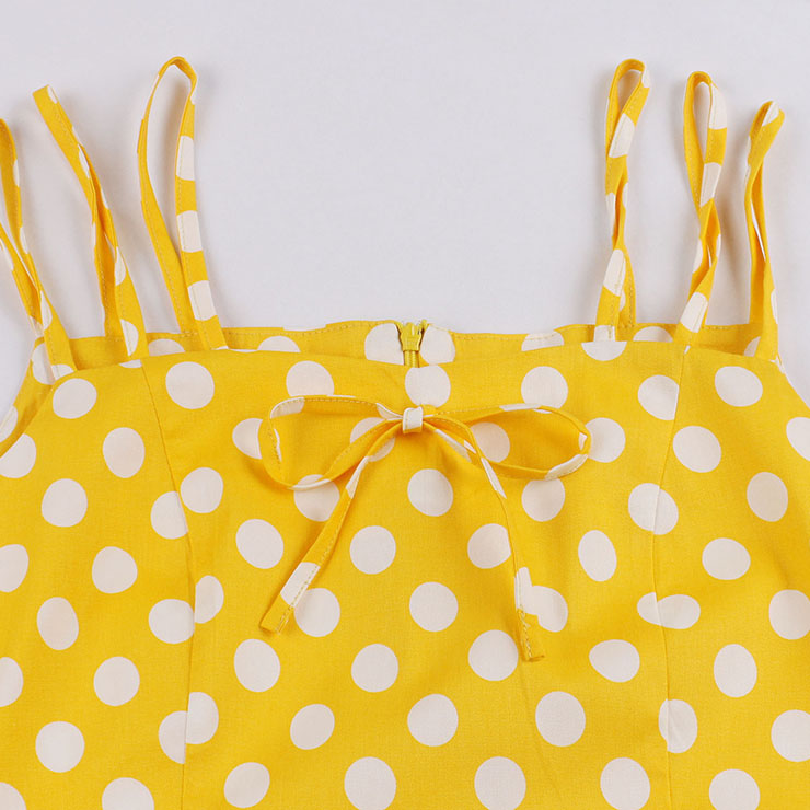 Vintage Dresses for Women, Sexy Dresses for Women Cocktail Party, Casual Vintage Polka Dot Printed Dress, Strappy Swing Daily Dress, Women