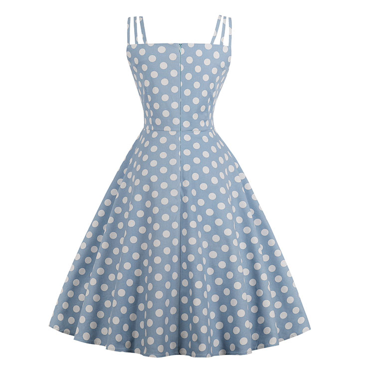 Vintage Dresses for Women, Sexy Dresses for Women Cocktail Party, Casual Vintage Polka Dot Printed Dress, Strappy Swing Daily Dress, Women