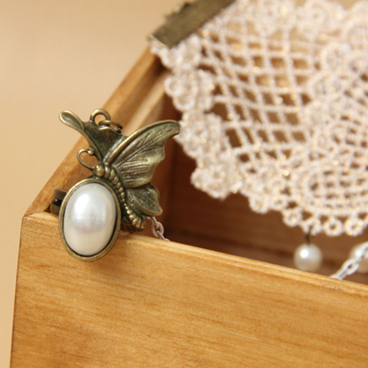 Victorian Vintage Style Bracelet, Vintage Bracelet for Women, Vintage Style Beige Embroidery Bracelet, Cheap Wristband, Victorian Style Gem Bracelet, Fashion Pearl Bracelet with Ring, #J18003