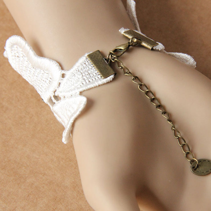 Victorian Vintage Style Bracelet, Vintage Bracelet for Women, Vintage Style Beige Embroidery Bracelet, Cheap Wristband, Victorian Style Gem Bracelet, Fashion Pearl Bracelet with Ring, #J18007