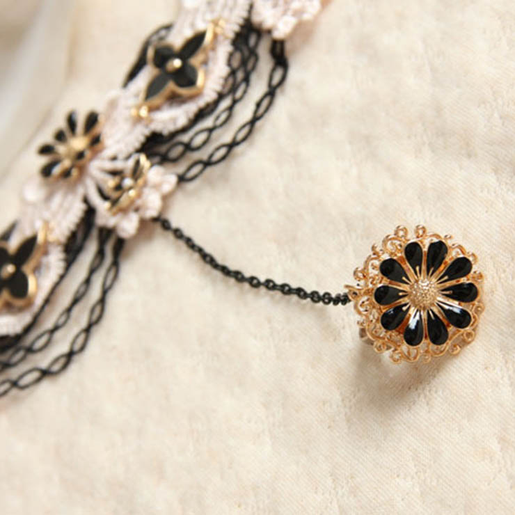 Victorian Vintage Style Bracelet, Vintage Bracelet for Women, Vintage Style White Lace Bracelet, Cheap Wristband, Victorian Flower Bracelet, Fashion Bride Bracelet with Ring, #J17841