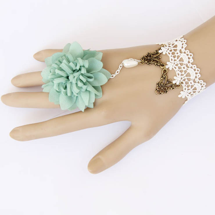 Victorian Vintage Style Bracelet, Vintage Bracelet for Women, Vintage Style White Lace Bracelet, Cheap Wristband, Victorian Bride Bracelet, Fashion Bride Bracelet with Ring, #J17817