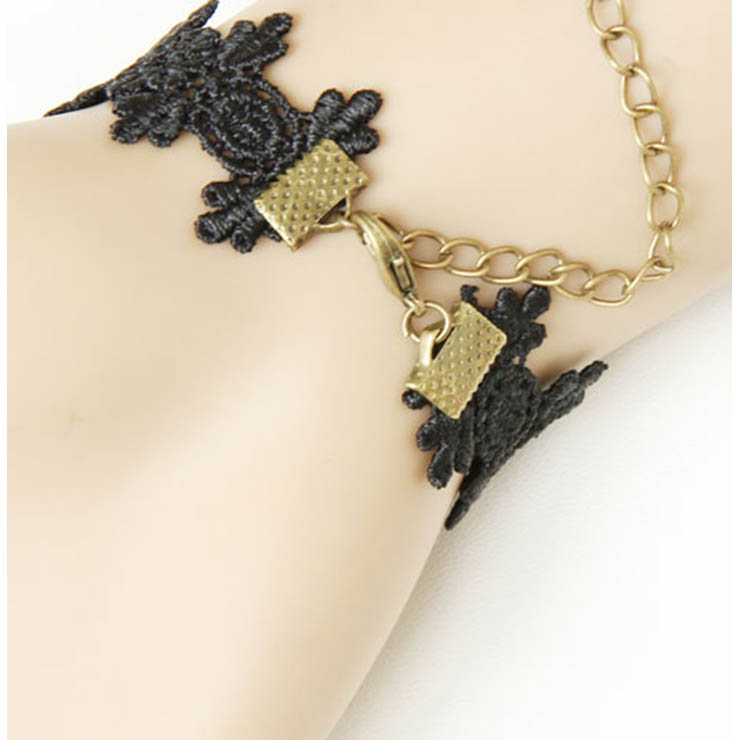 Victorian Vintage Style Bracelet, Vintage Bracelet for Women, Vintage Style Lace Bracelet, Cheap Wristband, Victorian Flower Bracelet, Fashion Flower Bracelet with Ring, #J17815