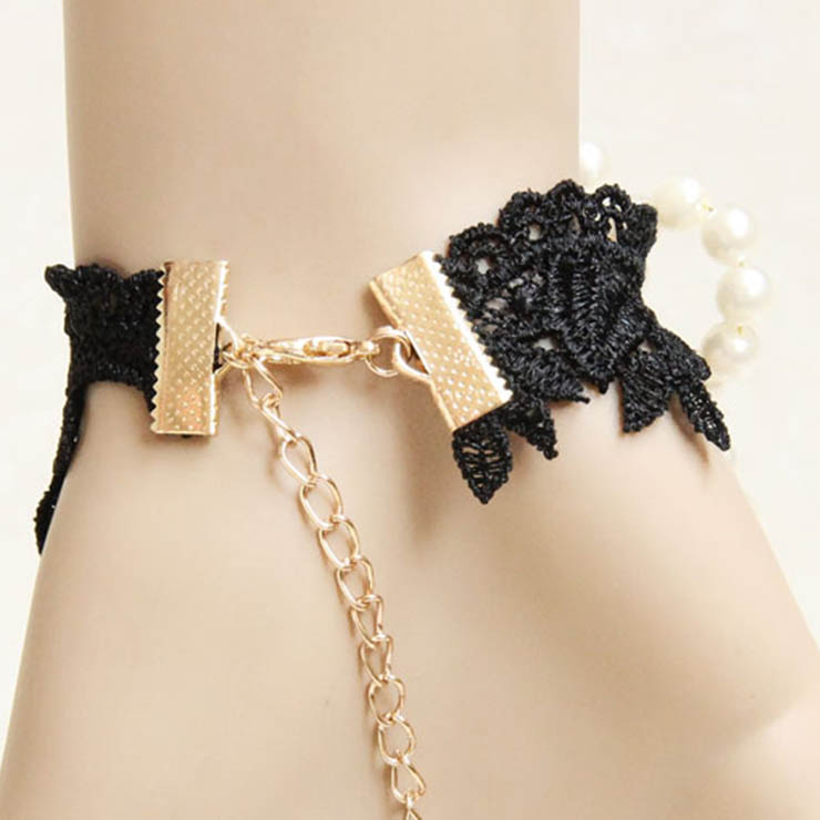 Victorian Vintage Style Bracelet, Vintage Bracelet for Women, Vintage Style Lace Bracelet, Cheap Wristband, Victorian Pearl Bracelet, Fashion Pearl Bracelet with Ring, #J17812