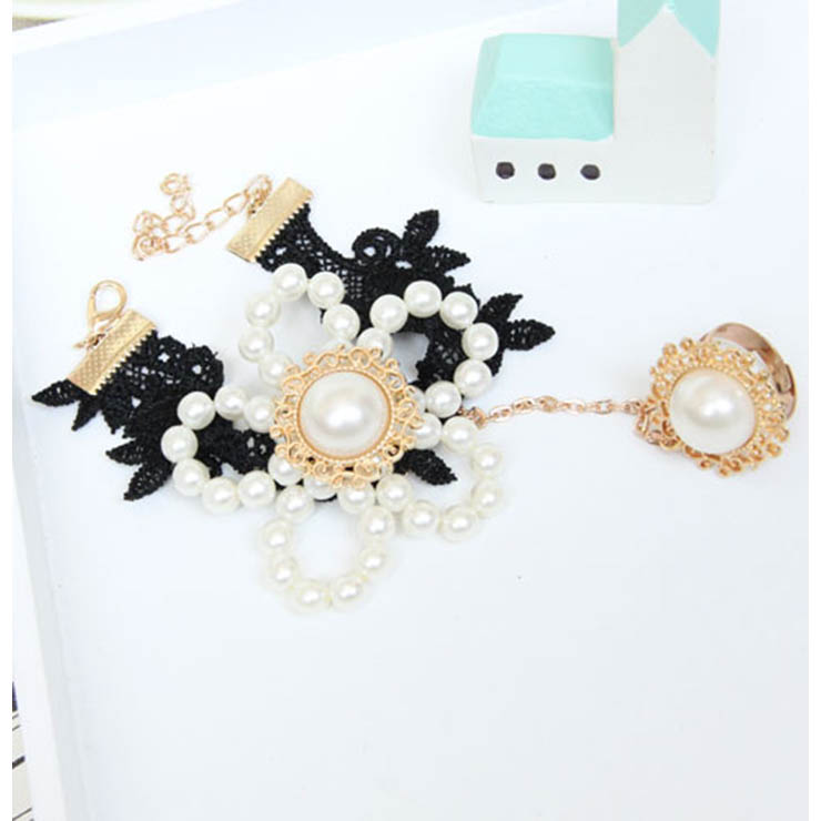 Victorian Vintage Style Bracelet, Vintage Bracelet for Women, Vintage Style Lace Bracelet, Cheap Wristband, Victorian Pearl Bracelet, Fashion Pearl Bracelet with Ring, #J17812