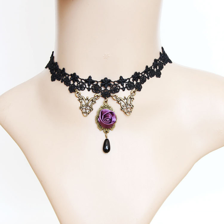 Vintage Style Necklace, New Gothic Necklace, Beaded Necklace, Lace Necklace, Cheap Punk Chocker, Victorian Necklace, #J12012
