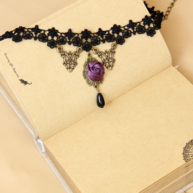 Vintage Style Necklace, New Gothic Necklace, Beaded Necklace, Lace Necklace, Cheap Punk Chocker, Victorian Necklace, #J12012