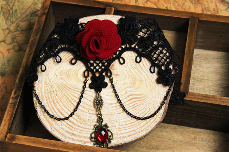Vintage Style Necklace, New Gothic Necklace, Beaded Necklace, Lace Necklace, Cheap Punk Chocker, Victorian Necklace, #J12013