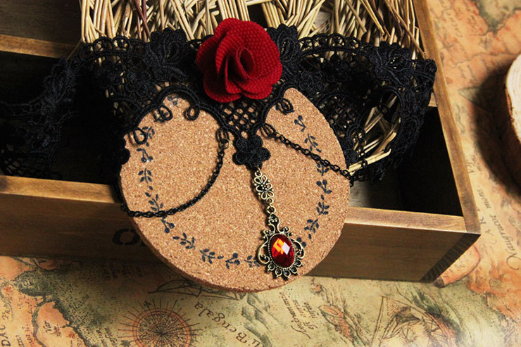 Vintage Style Necklace, New Gothic Necklace, Beaded Necklace, Lace Necklace, Cheap Punk Chocker, Victorian Necklace, #J12013