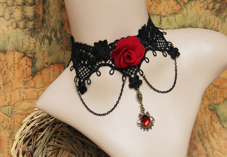 Vintage Style Necklace, New Gothic Necklace, Beaded Necklace, Lace Necklace, Cheap Punk Chocker, Victorian Necklace, #J12013