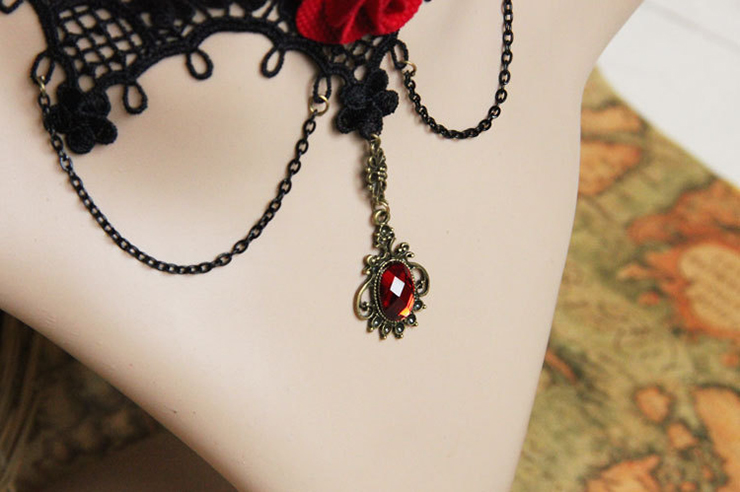 Vintage Style Necklace, New Gothic Necklace, Beaded Necklace, Lace Necklace, Cheap Punk Chocker, Victorian Necklace, #J12013