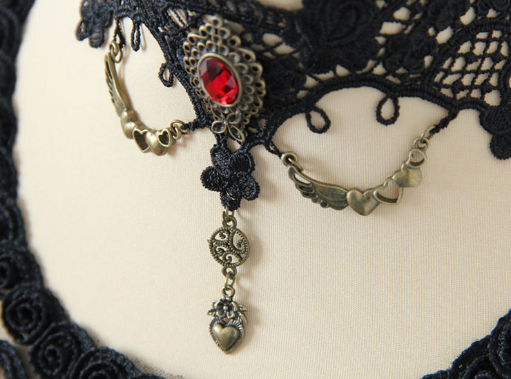 Vintage Style Necklace, New Gothic Necklace, Beaded Necklace, Lace Necklace, Cheap Punk Chocker, Victorian Necklace, #J12030