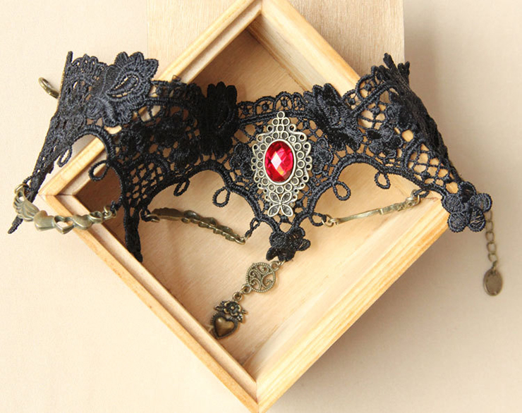Vintage Style Necklace, New Gothic Necklace, Beaded Necklace, Lace Necklace, Cheap Punk Chocker, Victorian Necklace, #J12030