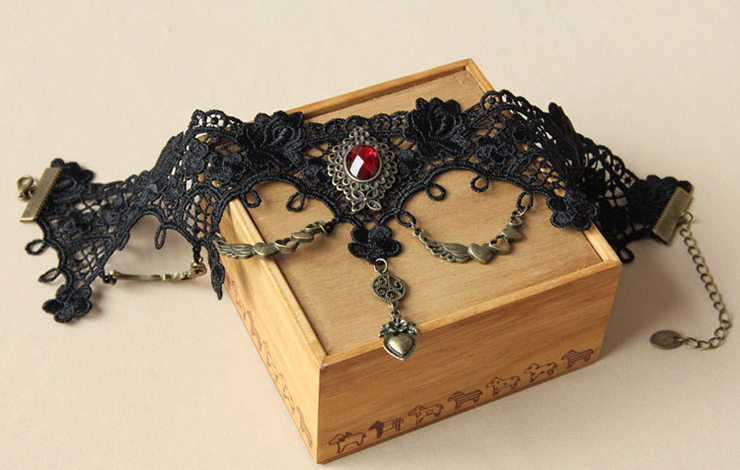 Vintage Style Necklace, New Gothic Necklace, Beaded Necklace, Lace Necklace, Cheap Punk Chocker, Victorian Necklace, #J12030