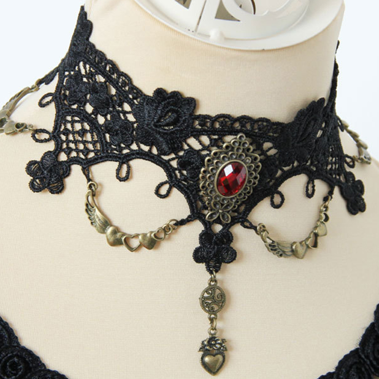 Vintage Style Necklace, New Gothic Necklace, Beaded Necklace, Lace Necklace, Cheap Punk Chocker, Victorian Necklace, #J12030