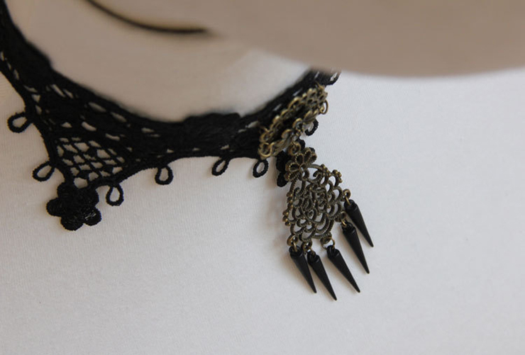 Vintage Style Necklace, New Gothic Necklace, Beaded Necklace, Lace Necklace, Cheap Punk Chocker, Victorian Necklace, #J12031