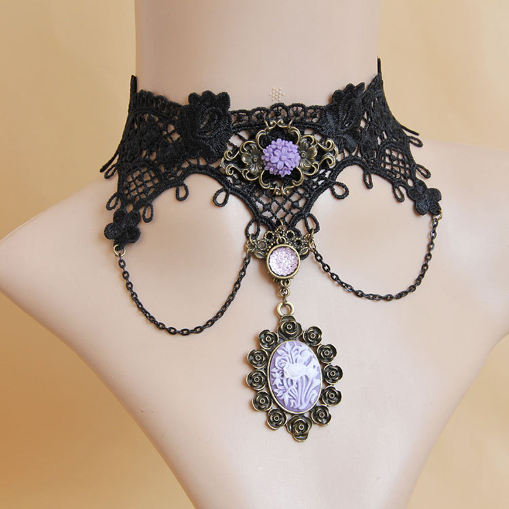Vintage Style Necklace, New Gothic Necklace, Beaded Necklace, Lace Necklace, Cheap Punk Chocker, Victorian Necklace, #J12032