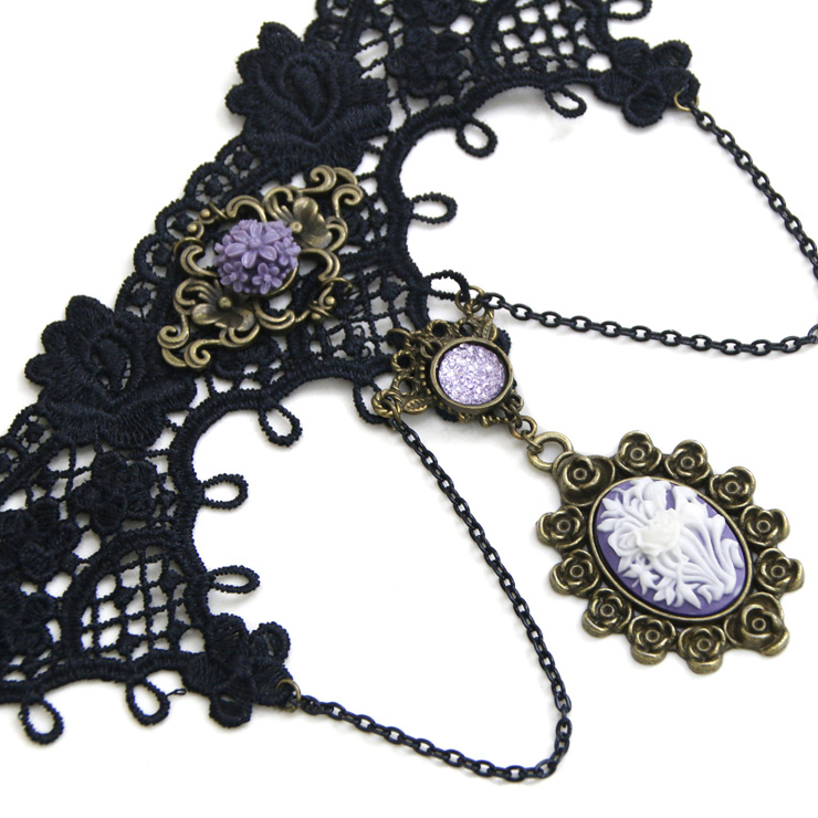 Vintage Style Necklace, New Gothic Necklace, Beaded Necklace, Lace Necklace, Cheap Punk Chocker, Victorian Necklace, #J12032
