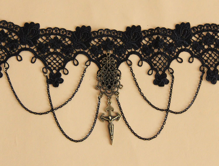 Vintage Style Necklace, New Gothic Necklace, Beaded Necklace, Lace Necklace, Cheap Punk Chocker, Victorian Necklace, #J12034