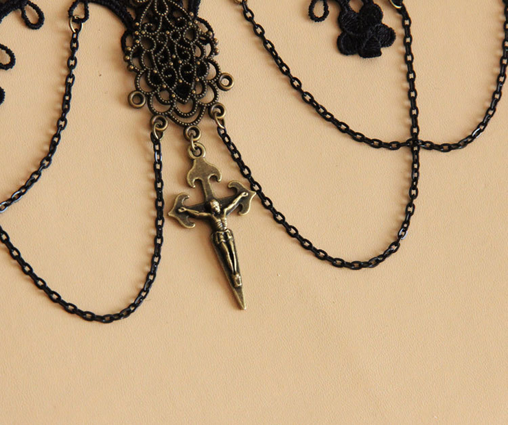 Vintage Style Necklace, New Gothic Necklace, Beaded Necklace, Lace Necklace, Cheap Punk Chocker, Victorian Necklace, #J12034