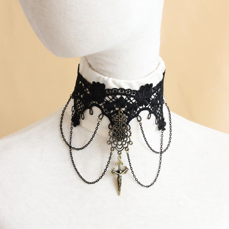 Vintage Style Necklace, New Gothic Necklace, Beaded Necklace, Lace Necklace, Cheap Punk Chocker, Victorian Necklace, #J12034