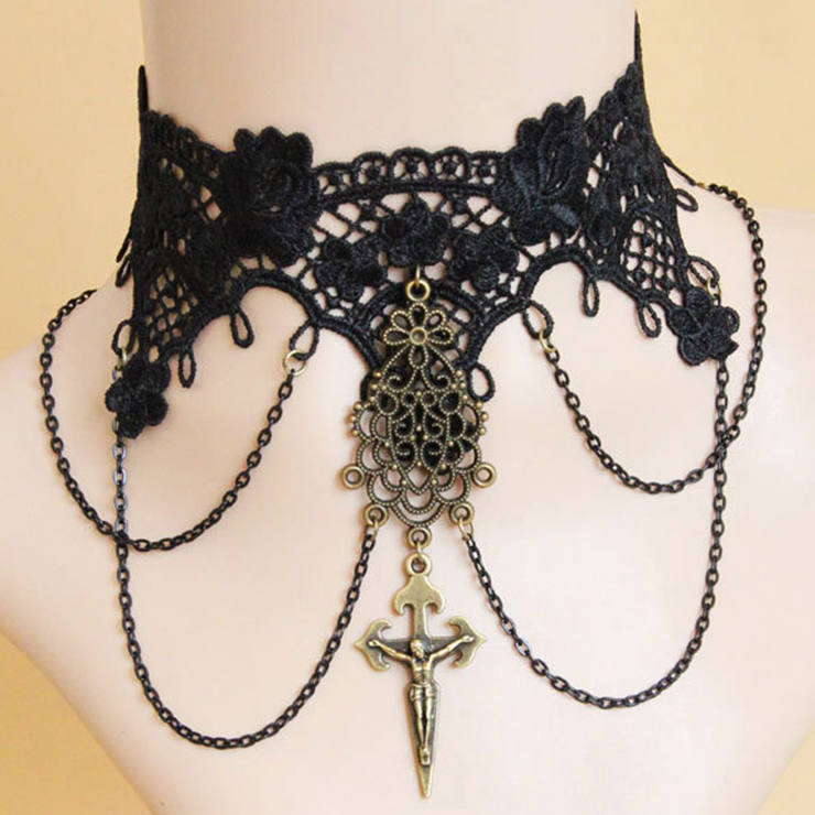 Vintage Style Necklace, New Gothic Necklace, Beaded Necklace, Lace Necklace, Cheap Punk Chocker, Victorian Necklace, #J12034