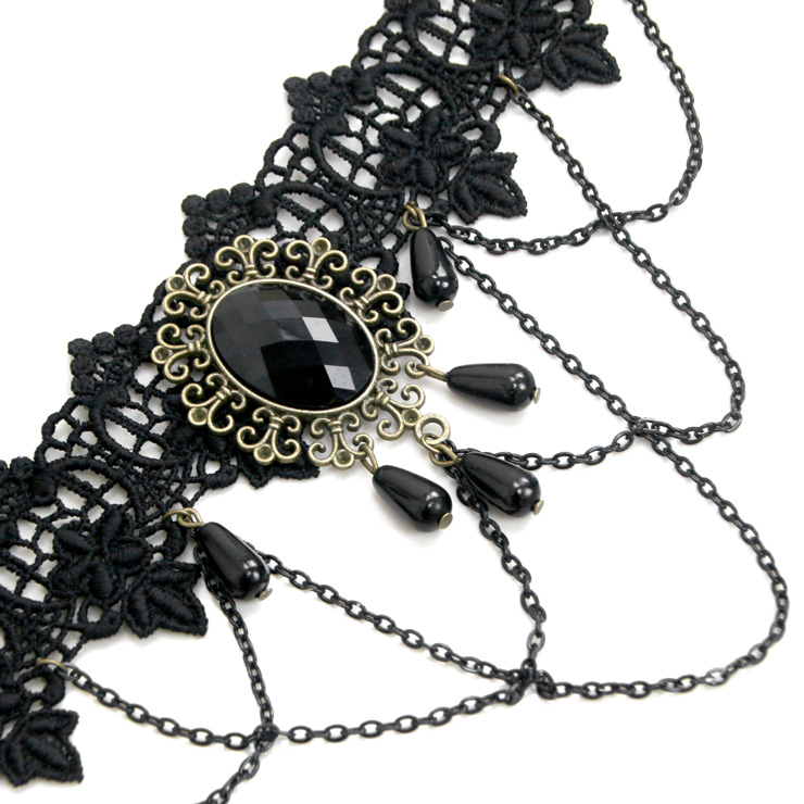 Vintage Style Necklace, New Gothic Necklace, Beaded Necklace, Lace Necklace, Cheap Punk Chocker, Victorian Necklace, #J12035