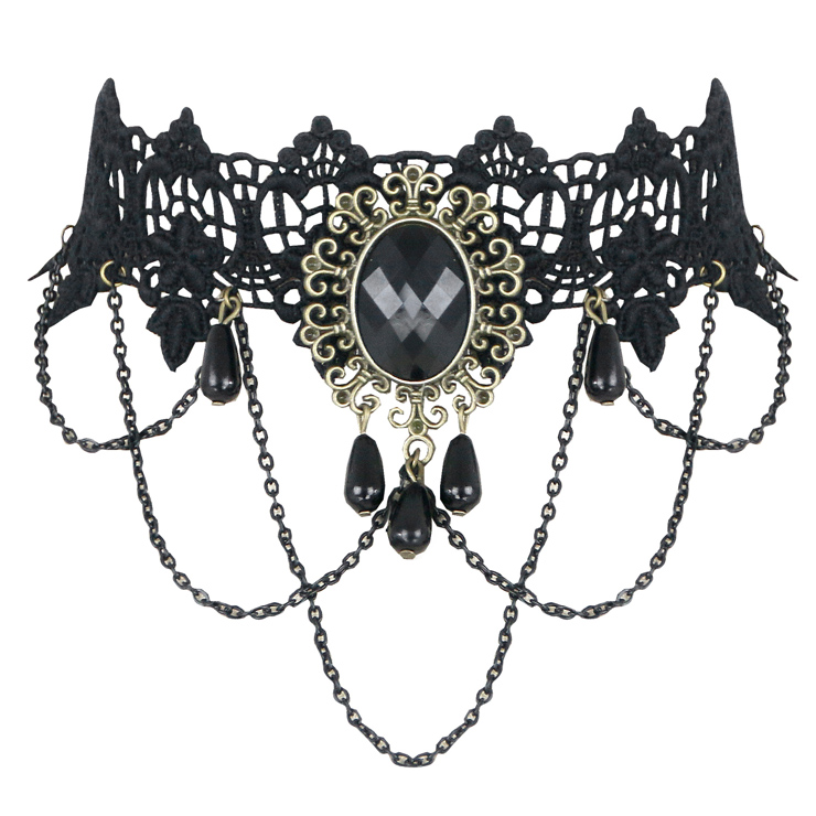 Vintage Style Necklace, New Gothic Necklace, Beaded Necklace, Lace Necklace, Cheap Punk Chocker, Victorian Necklace, #J12035