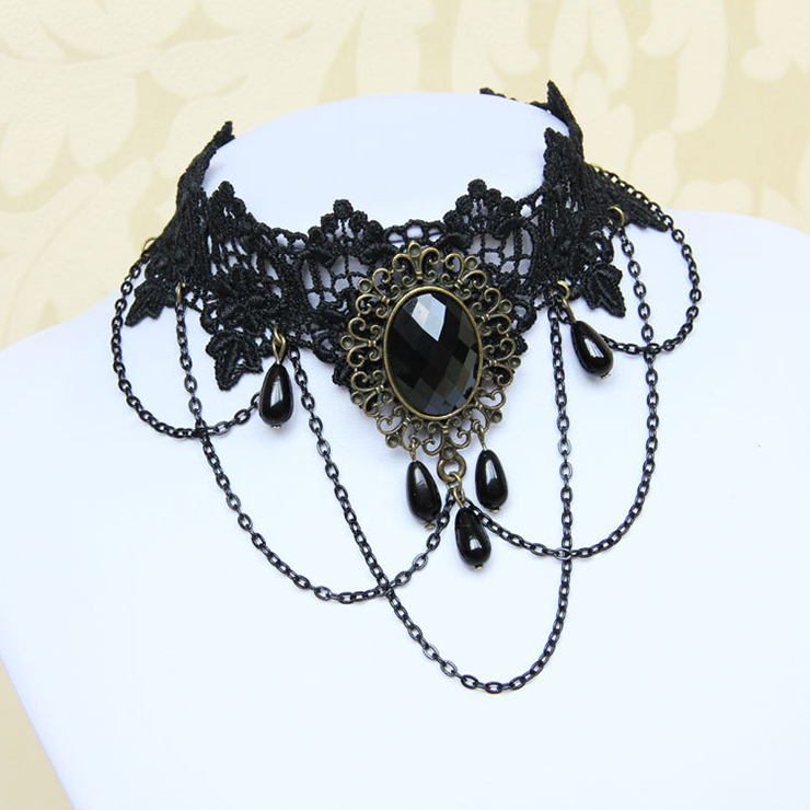 Vintage Style Necklace, New Gothic Necklace, Beaded Necklace, Lace Necklace, Cheap Punk Chocker, Victorian Necklace, #J12035