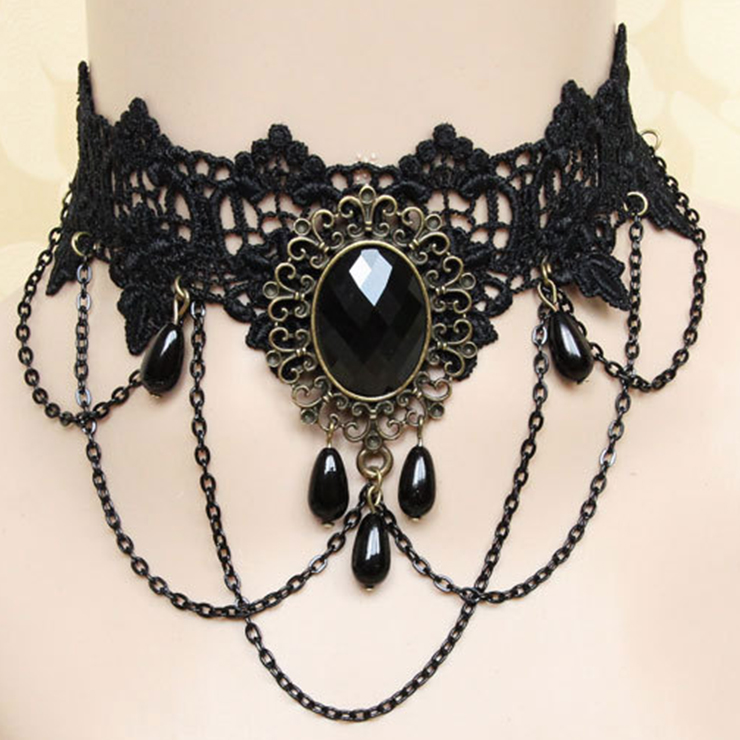Vintage Gothic Victorian Lace Jewelry Choker Necklace J12035