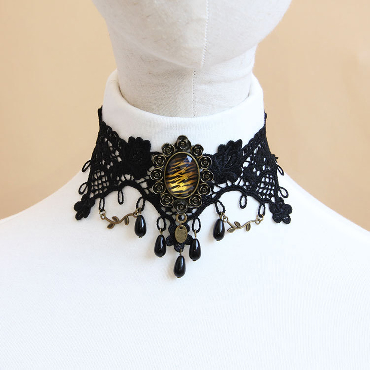 Vintage Style Necklace, New Gothic Necklace, Beaded Necklace, Lace Necklace, Cheap Punk Chocker, Victorian Necklace, #J12036