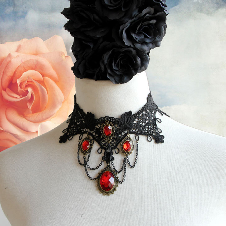 Vintage Style Necklace, New Gothic Necklace, Beaded Necklace, Lace Necklace, Cheap Punk Chocker, Victorian Necklace, #J12037