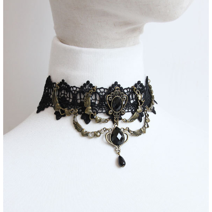 Vintage Style Necklace, New Gothic Necklace, Beaded Necklace, Lace Necklace, Cheap Punk Chocker, Victorian Necklace, #J12039
