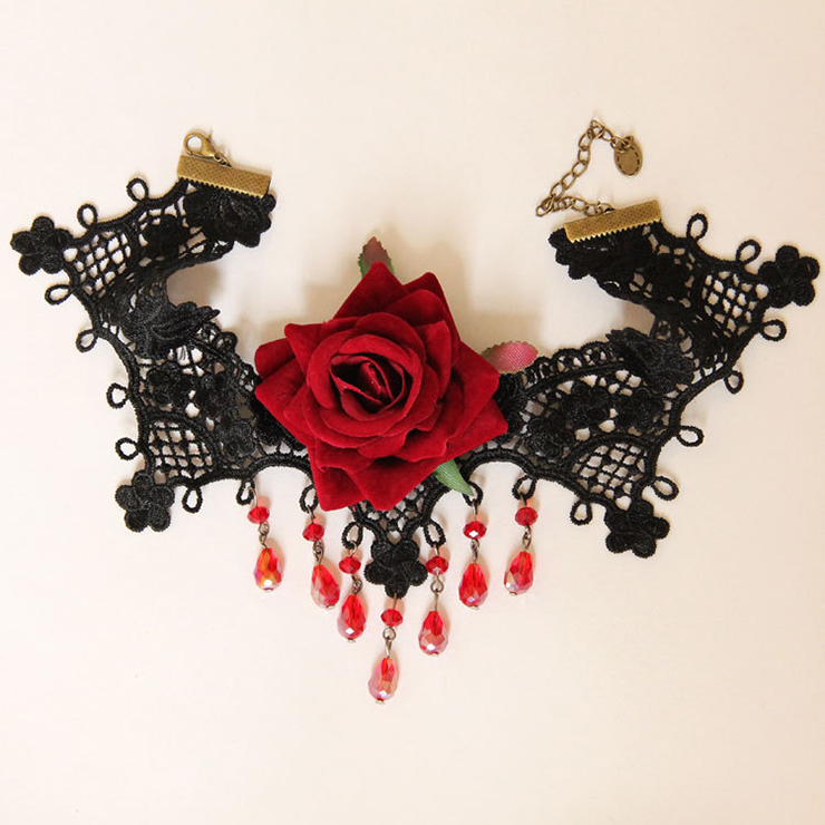 Vintage Style Necklace, New Gothic Necklace, Beaded Necklace, Lace Necklace, Cheap Punk Chocker, Victorian Necklace, #J12040