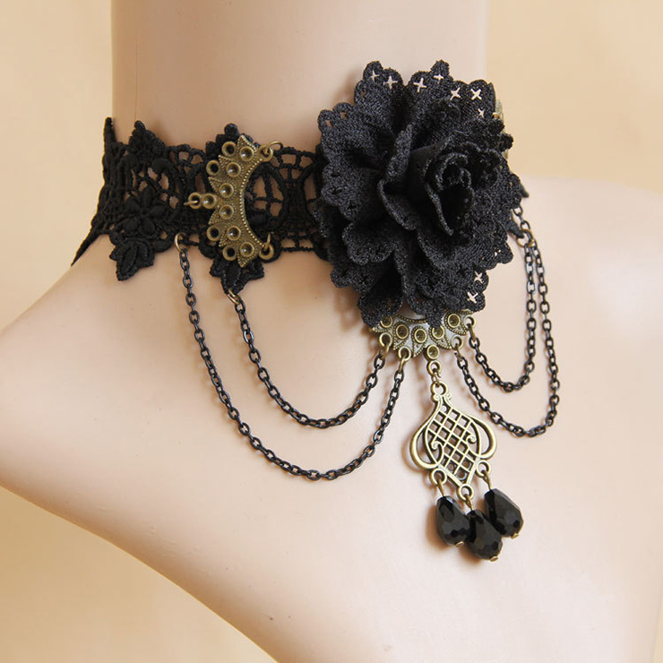 Vintage Style Necklace, New Gothic Necklace, Beaded Necklace, Lace Necklace, Cheap Punk Chocker, Victorian Necklace, #J12055