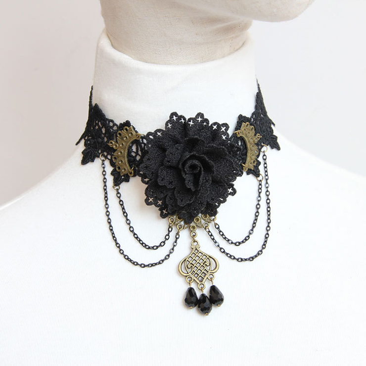 Vintage Style Necklace, New Gothic Necklace, Beaded Necklace, Lace Necklace, Cheap Punk Chocker, Victorian Necklace, #J12055