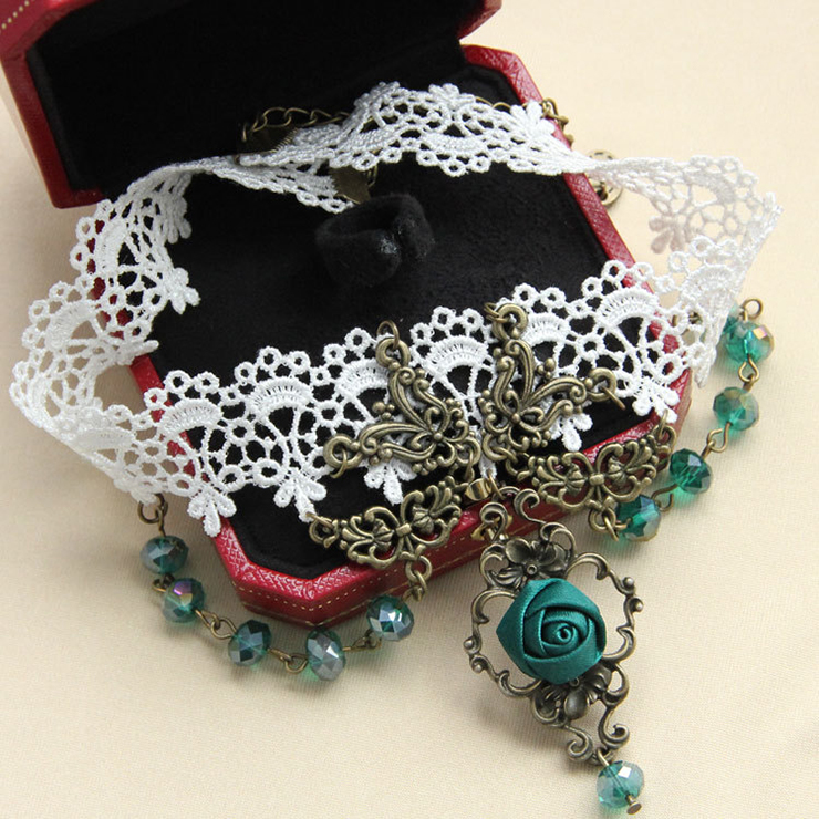 Vintage Style Necklace, New Gothic Necklace, Beaded Necklace, Lace Necklace, Cheap Punk Chocker, Victorian Necklace, #J12056