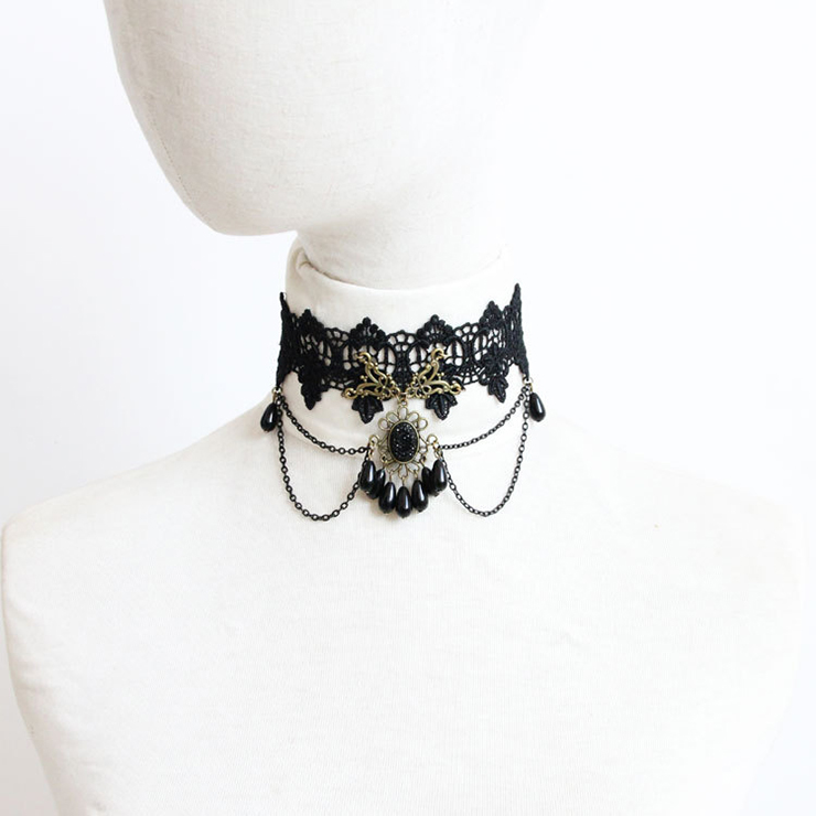 Vintage Style Necklace, New Gothic Necklace, Beaded Necklace, Lace Necklace, Cheap Punk Chocker, Victorian Necklace, #J12057