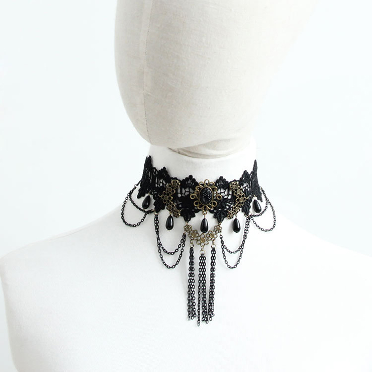 Vintage Style Necklace, New Gothic Necklace, Beaded Necklace, Lace Necklace, Cheap Punk Chocker, Victorian Necklace, #J12060