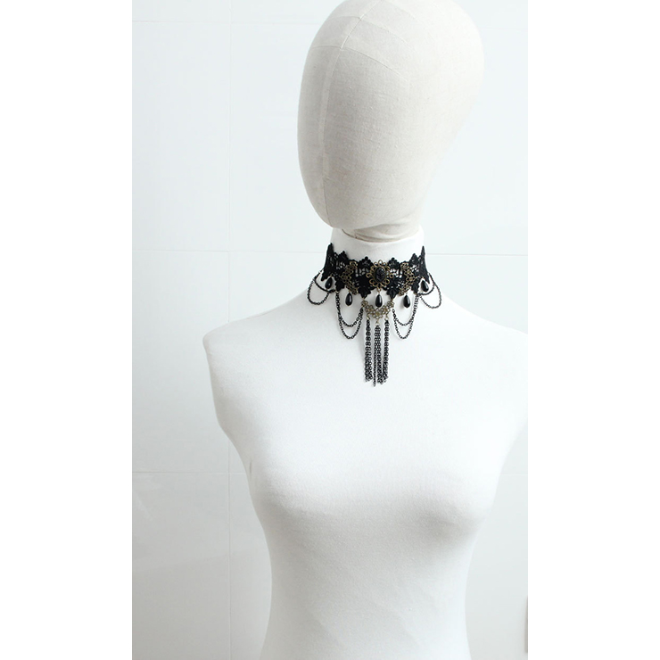 Vintage Style Necklace, New Gothic Necklace, Beaded Necklace, Lace Necklace, Cheap Punk Chocker, Victorian Necklace, #J12060