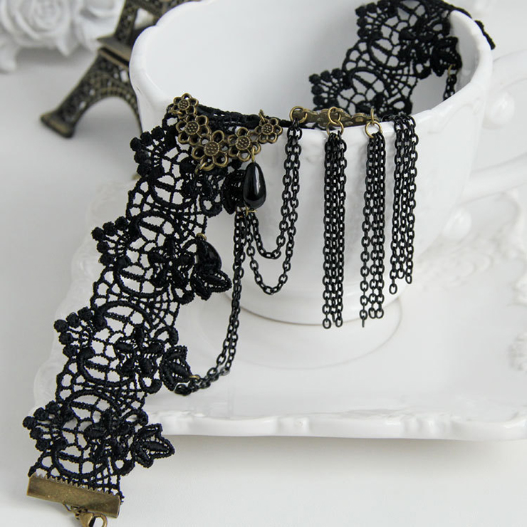 Vintage Style Necklace, New Gothic Necklace, Beaded Necklace, Lace Necklace, Cheap Punk Chocker, Victorian Necklace, #J12060