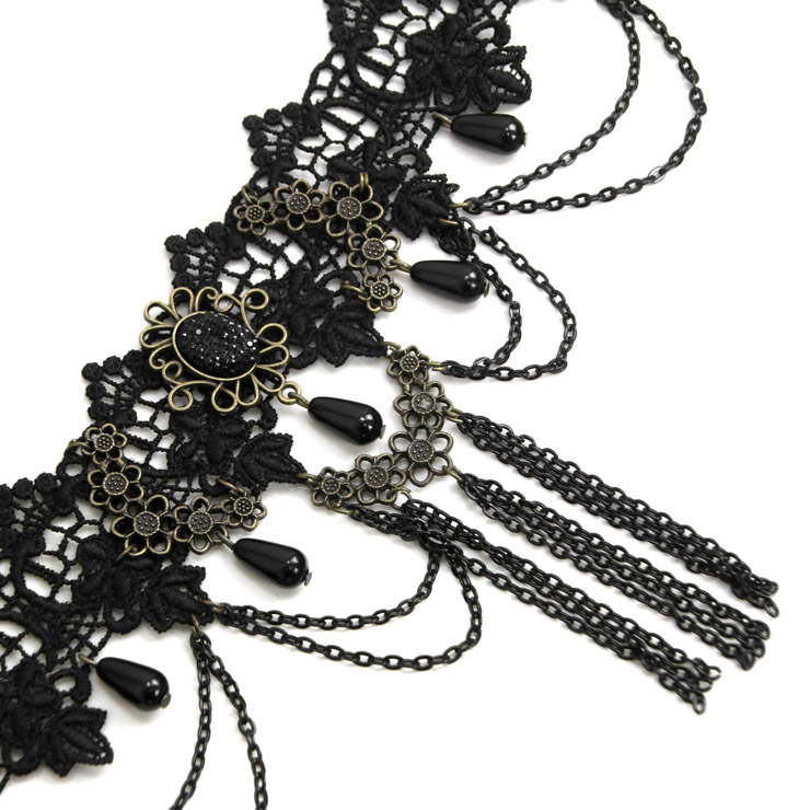 Vintage Style Necklace, New Gothic Necklace, Beaded Necklace, Lace Necklace, Cheap Punk Chocker, Victorian Necklace, #J12060