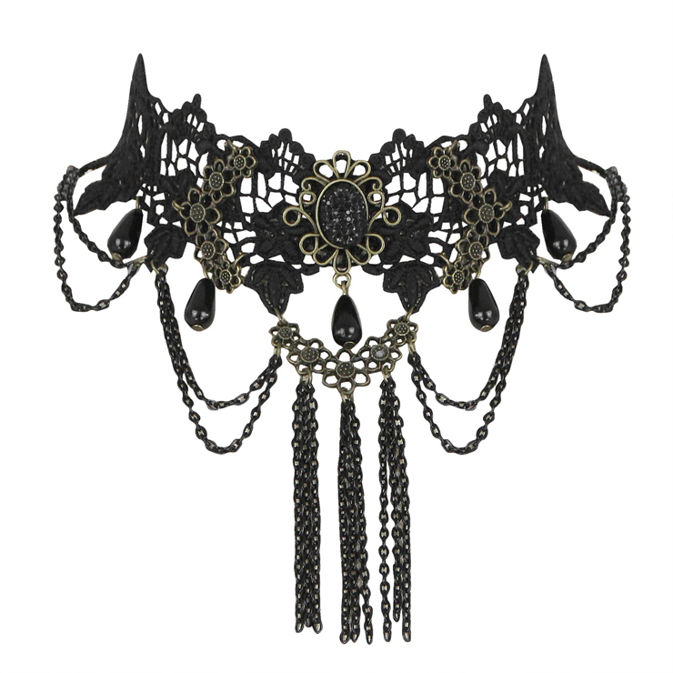 Vintage Style Necklace, New Gothic Necklace, Beaded Necklace, Lace Necklace, Cheap Punk Chocker, Victorian Necklace, #J12060