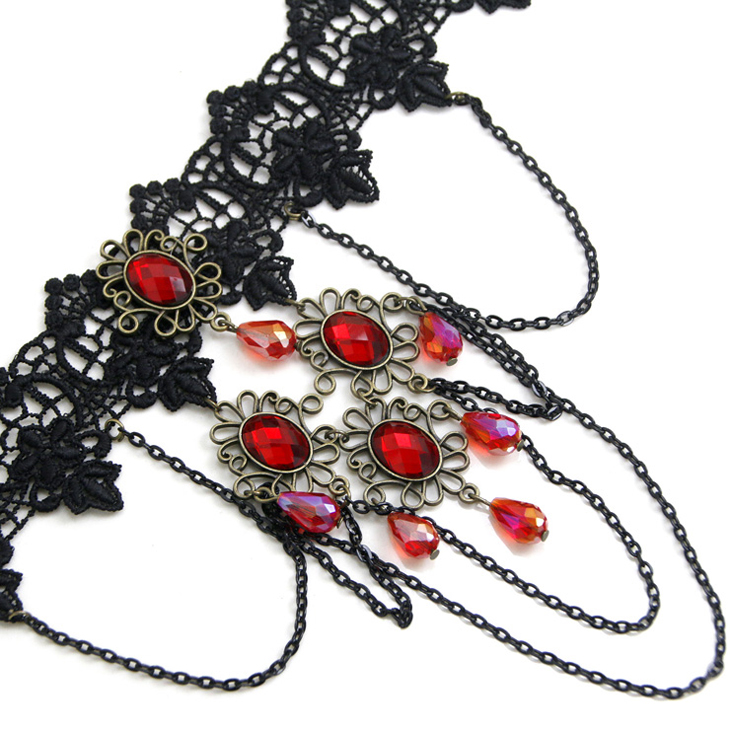 Vintage Style Necklace, New Gothic Necklace, Gem Necklace, Lace Necklace, Cheap Punk Chocker, Victorian Necklace, #J12061