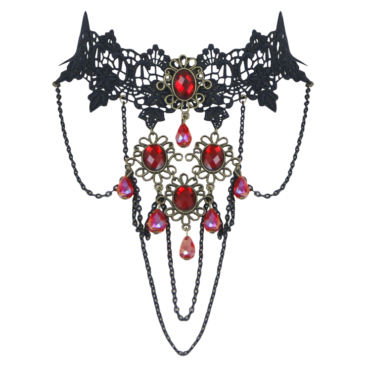 Vintage Style Necklace, New Gothic Necklace, Gem Necklace, Lace Necklace, Cheap Punk Chocker, Victorian Necklace, #J12061